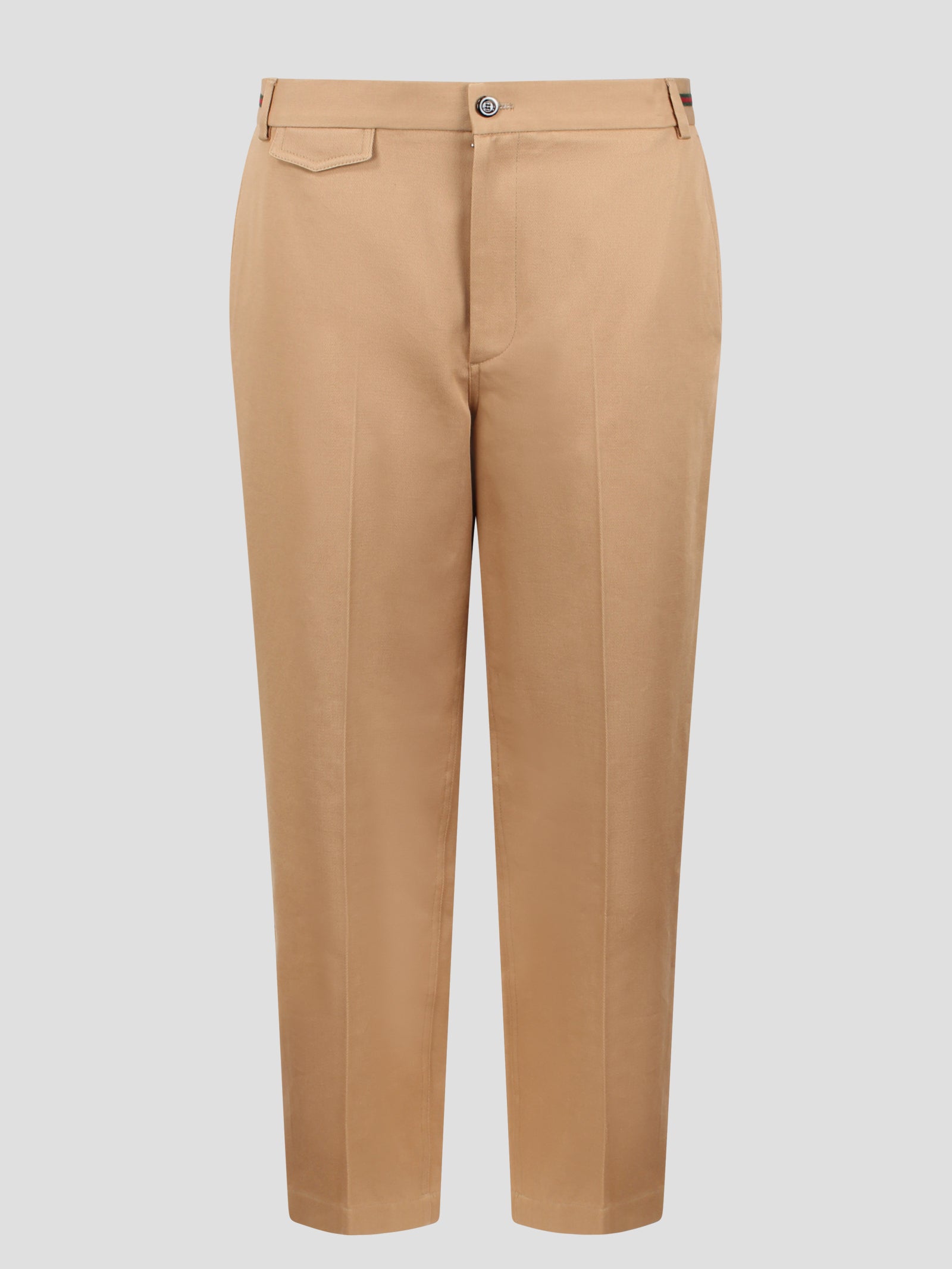 Shop Gucci Web Detail Cotton Trousers