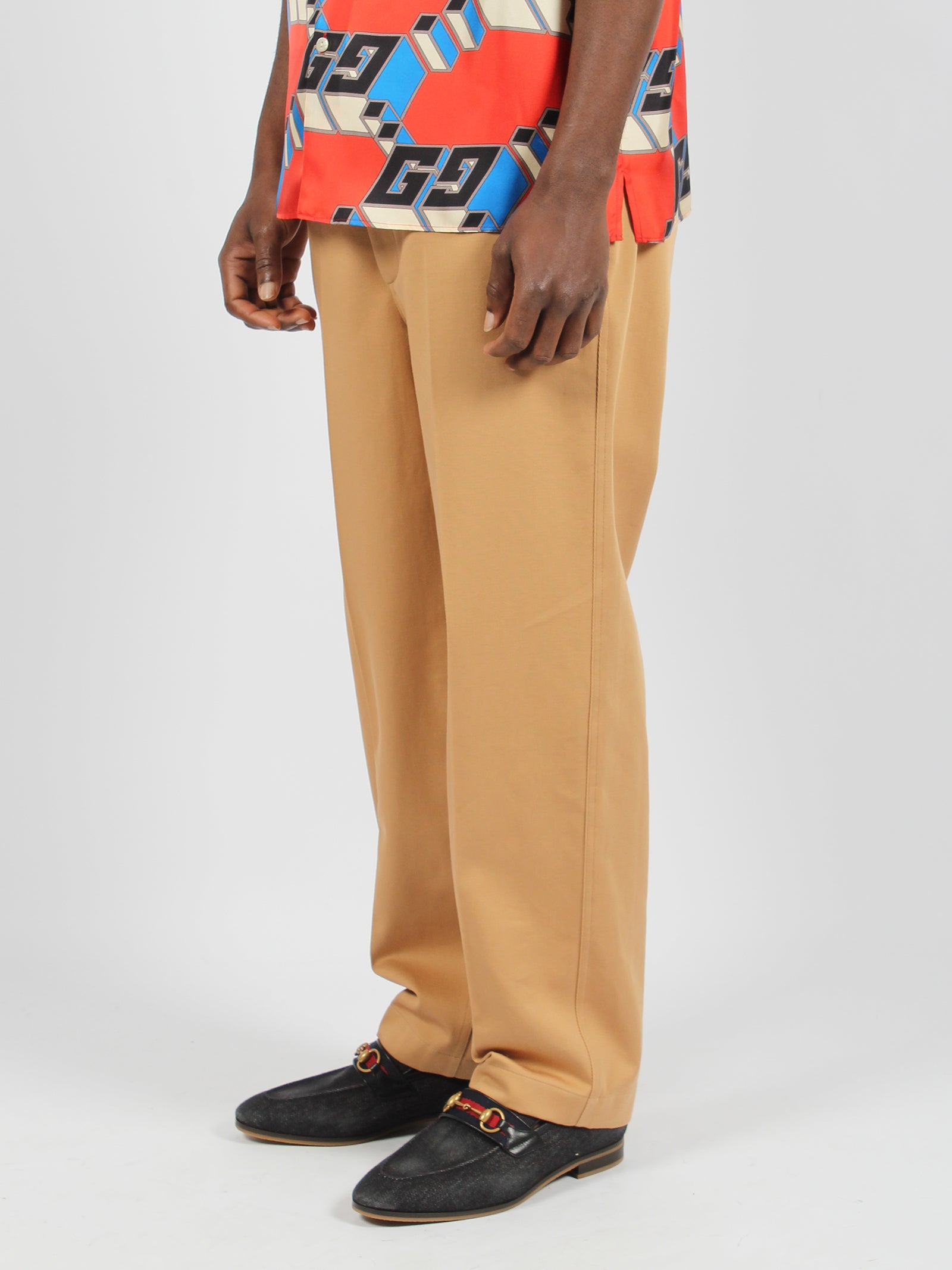 Shop Gucci Web Detail Cotton Trousers