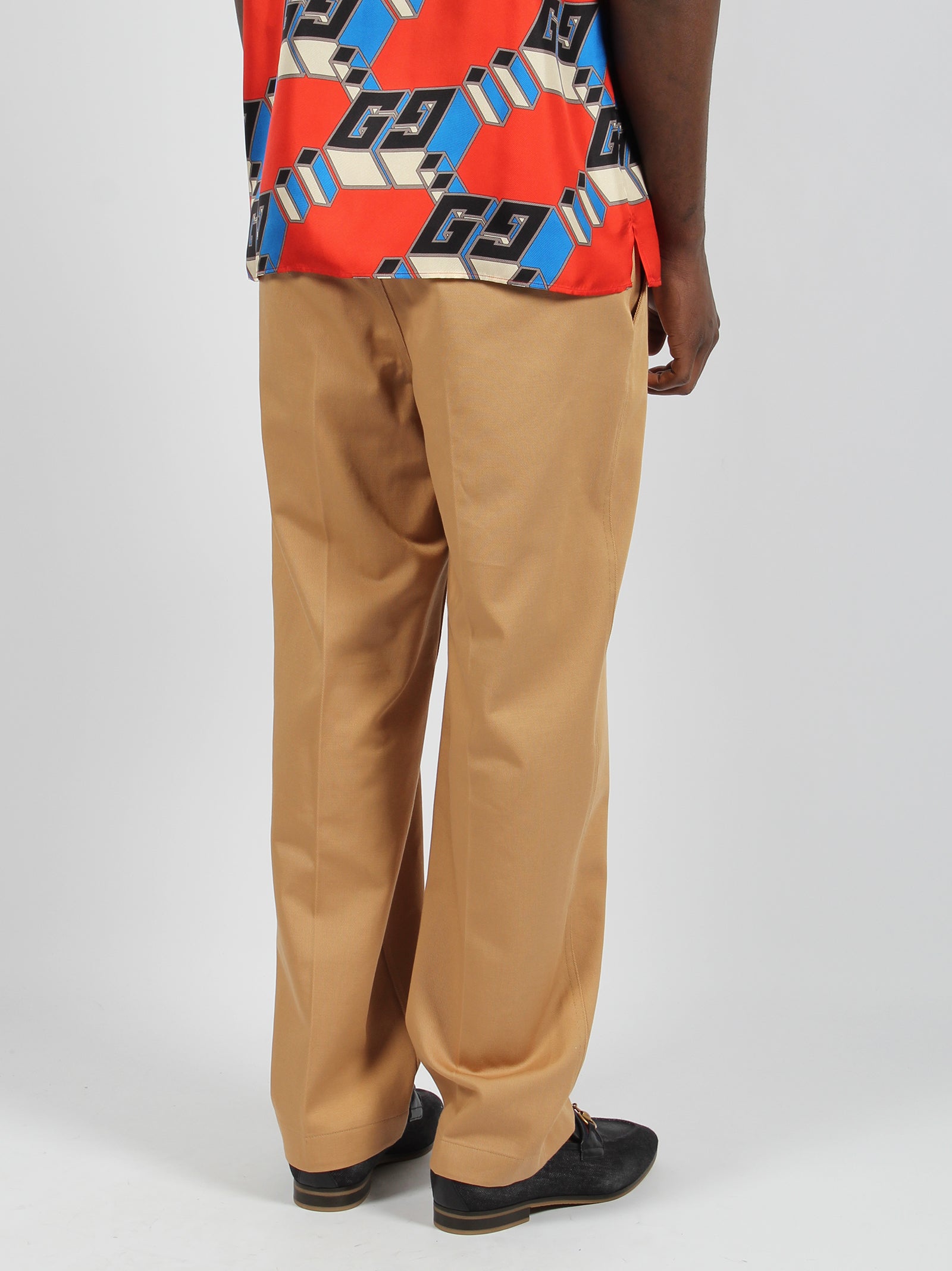 Shop Gucci Web Detail Cotton Trousers