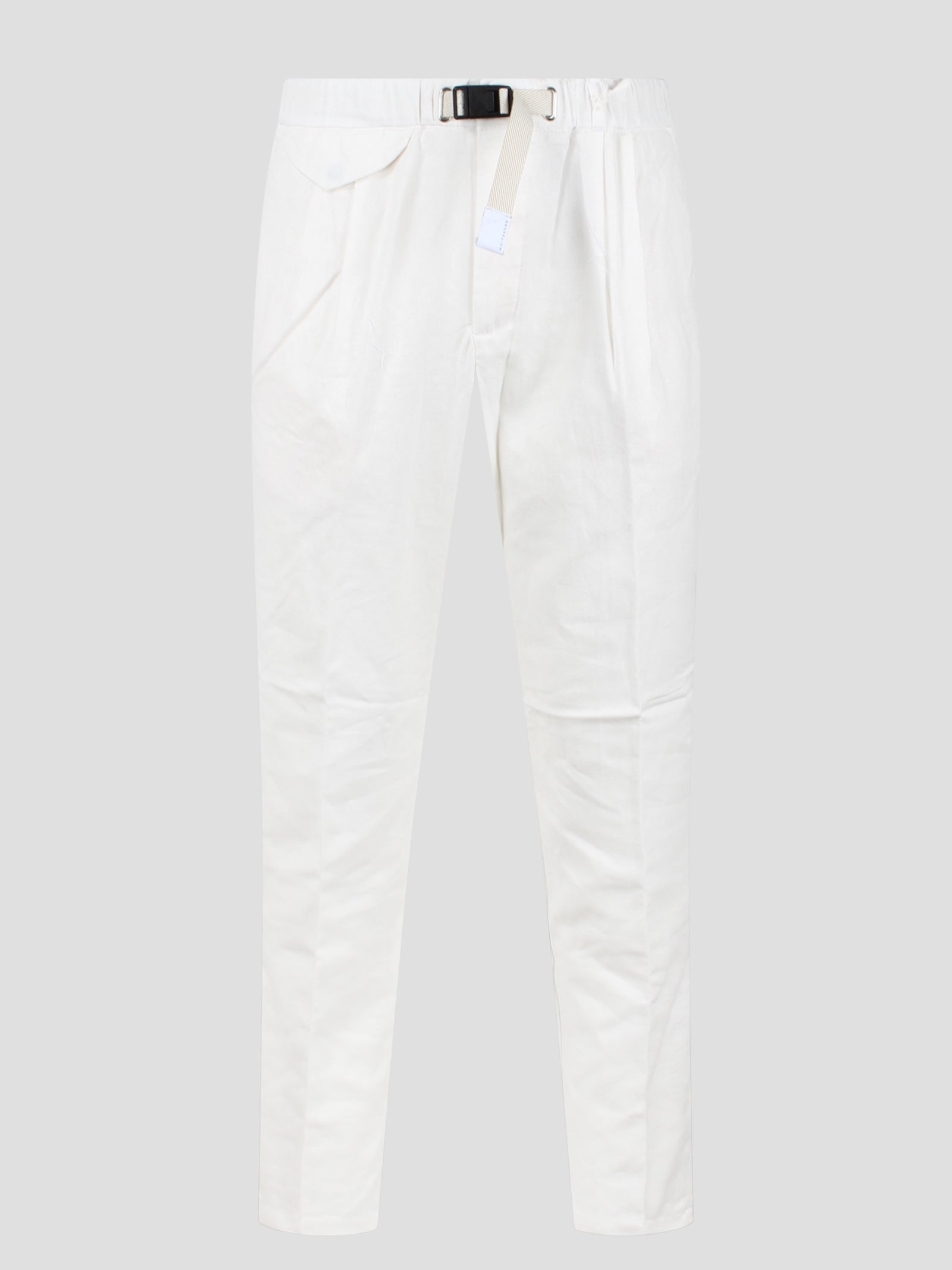 Shop White Sand Linen Cotton Blend Trousers