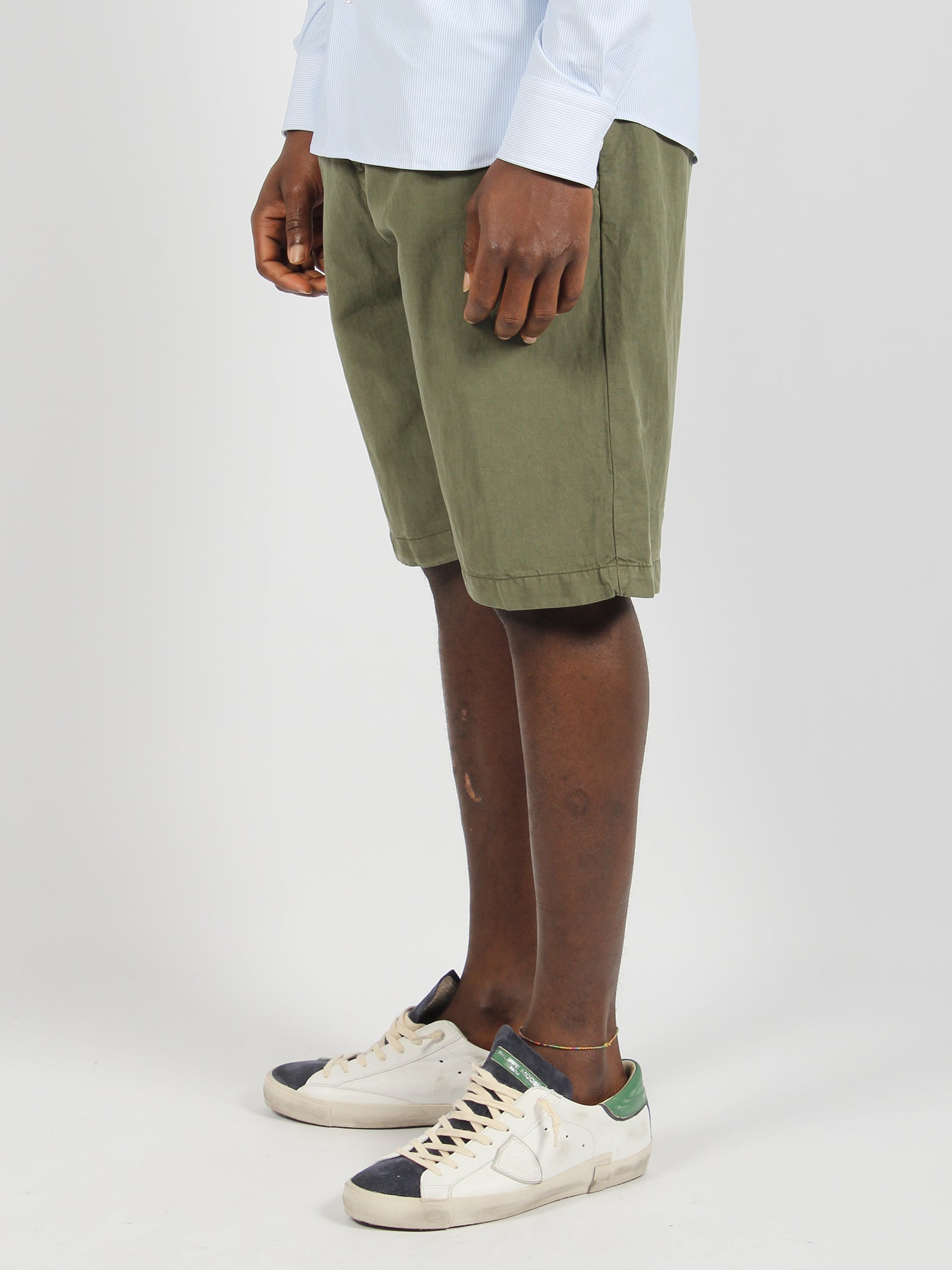 Shop White Sand Linen Cotton Blend Shorts