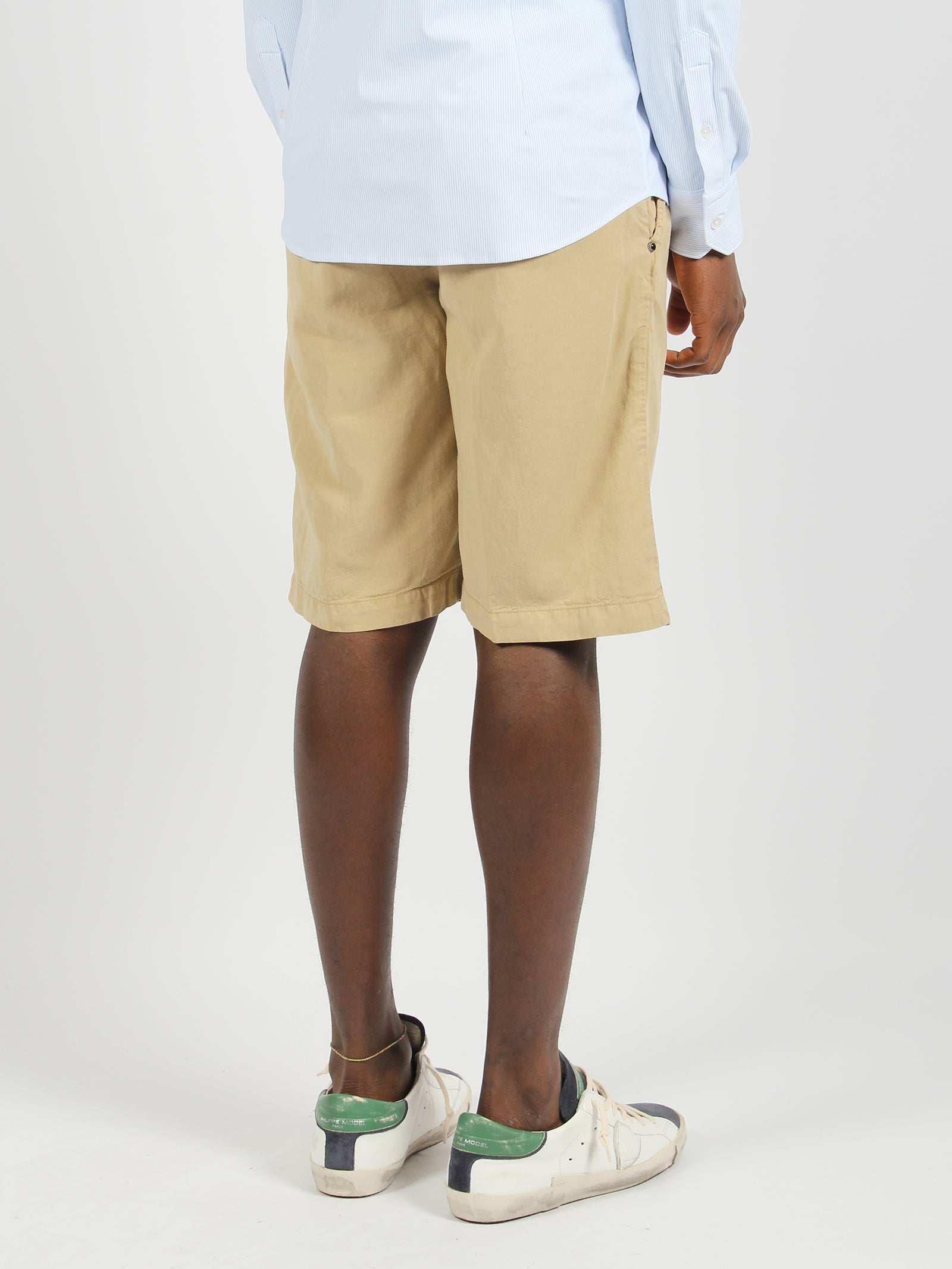 Shop White Sand Linen Cotton Blend Shorts