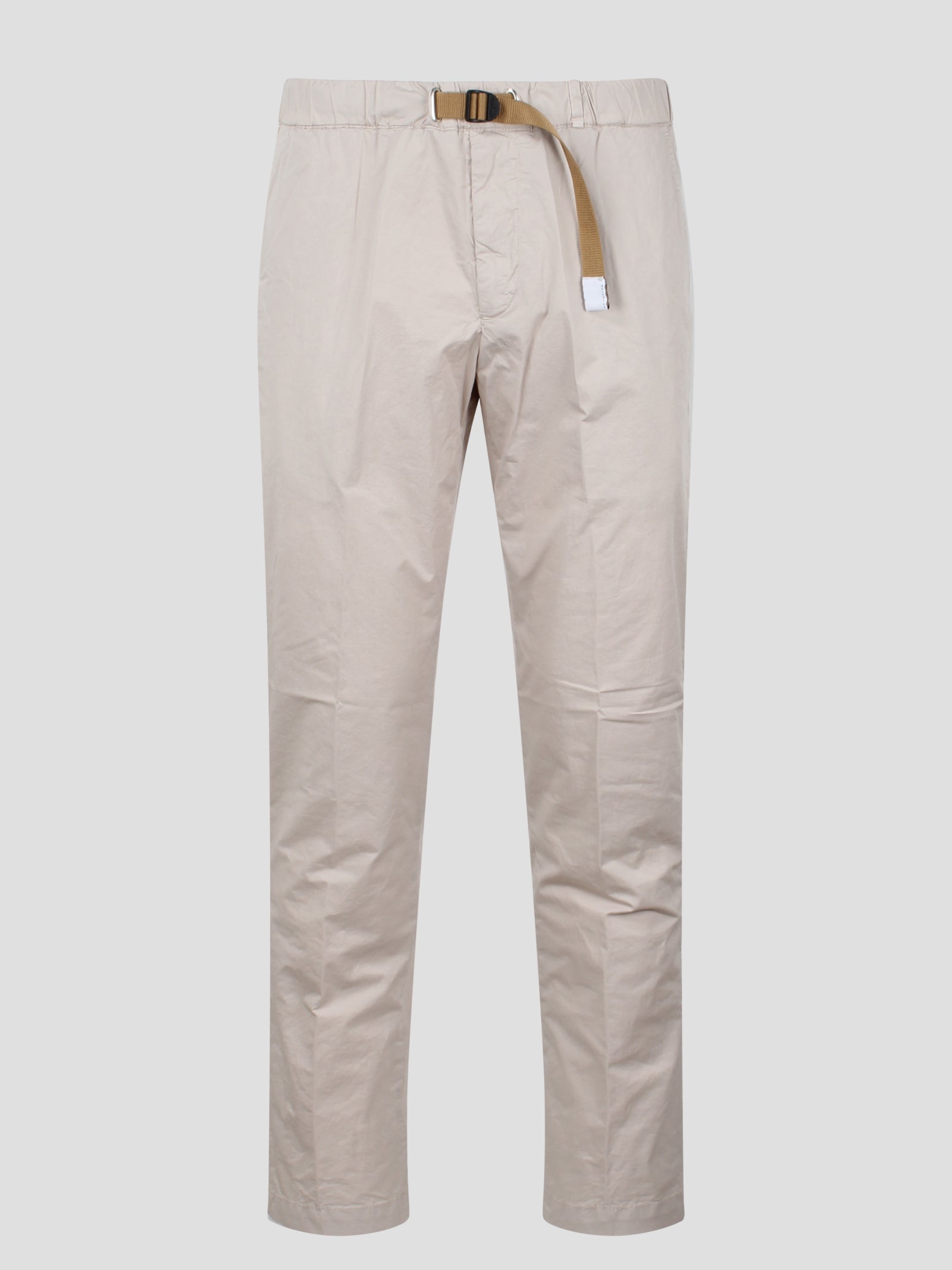 Shop White Sand Stretch Cotton Trousers