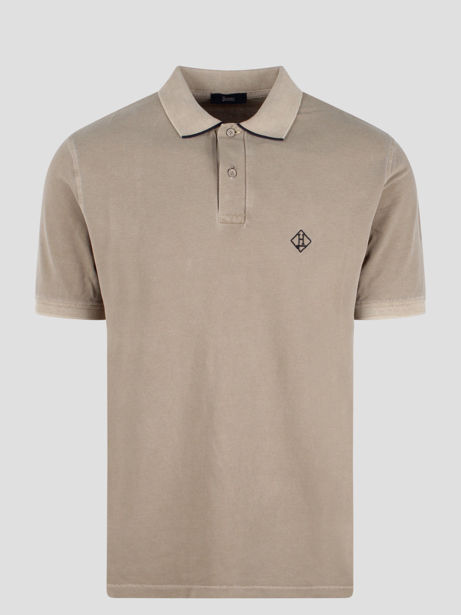 Shop Herno Pigment Dye Pique` Polo Shirt