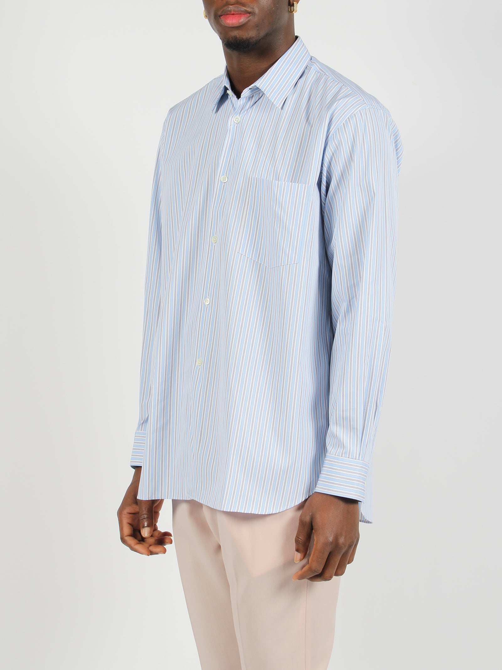 Shop Comme Des Garçon Shirt Striped Long Sleeve Shirt