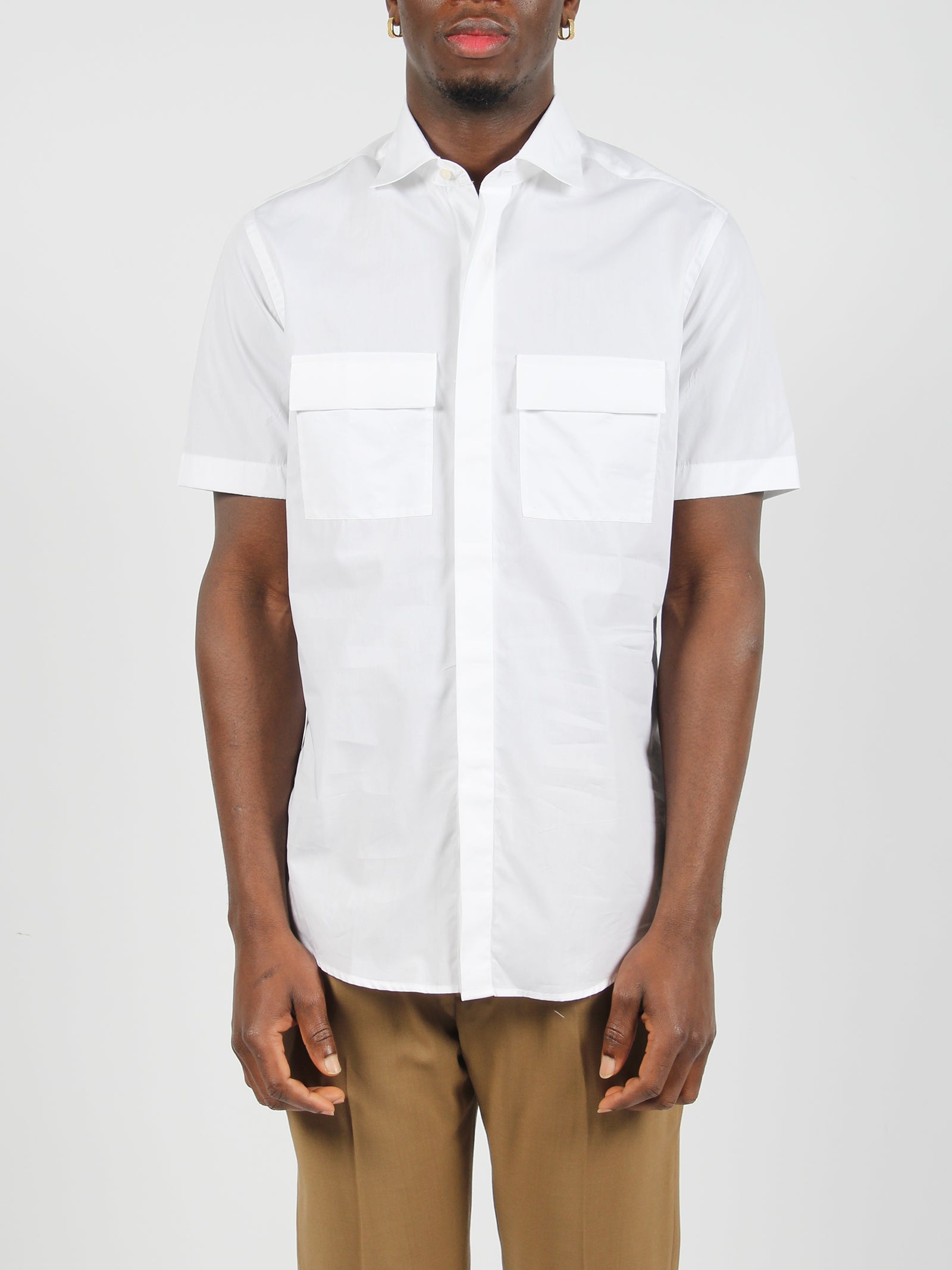 Shop Low Brand Double Pocket Cotton Poplin Shirt