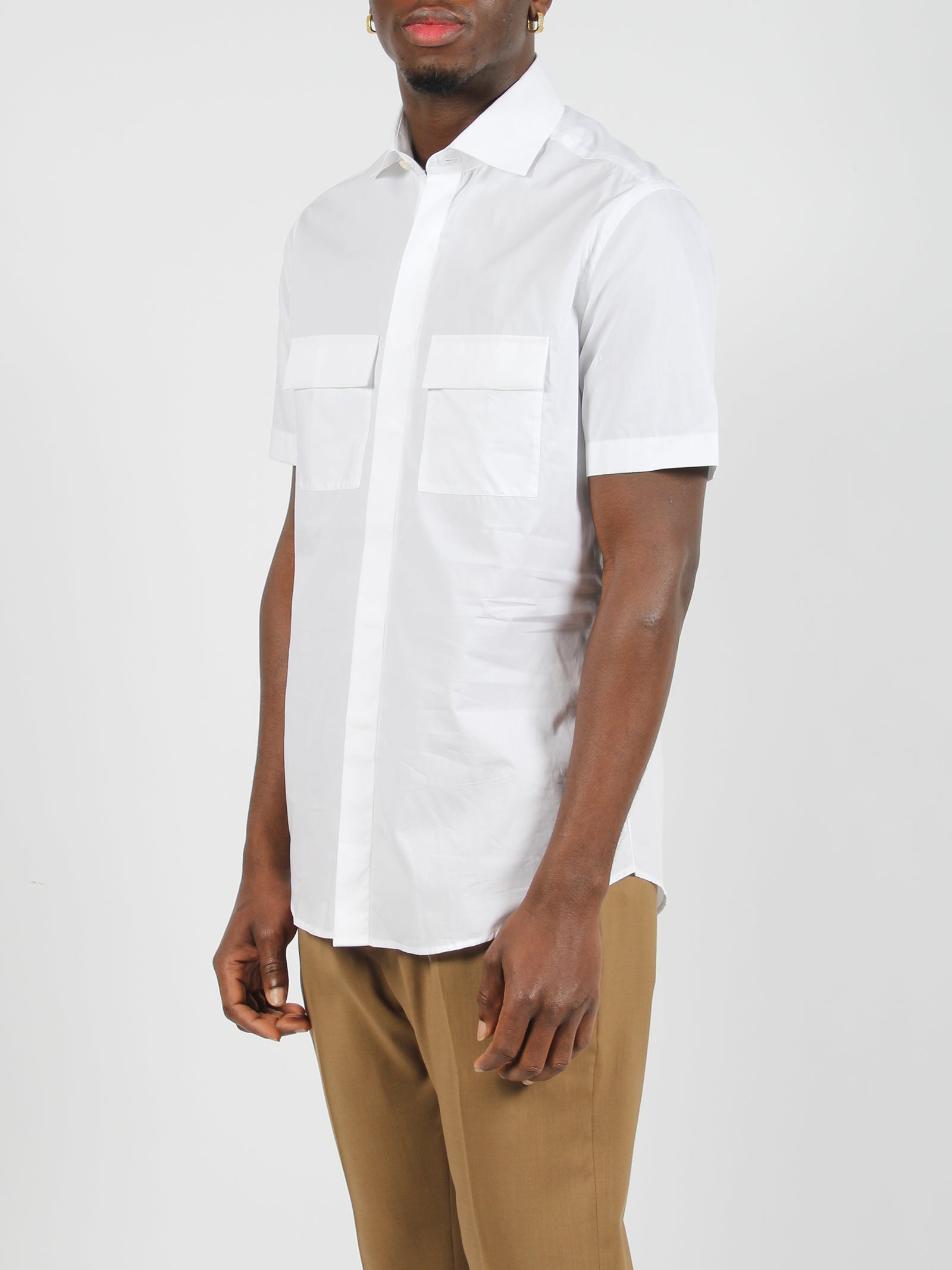 Shop Low Brand Double Pocket Cotton Poplin Shirt