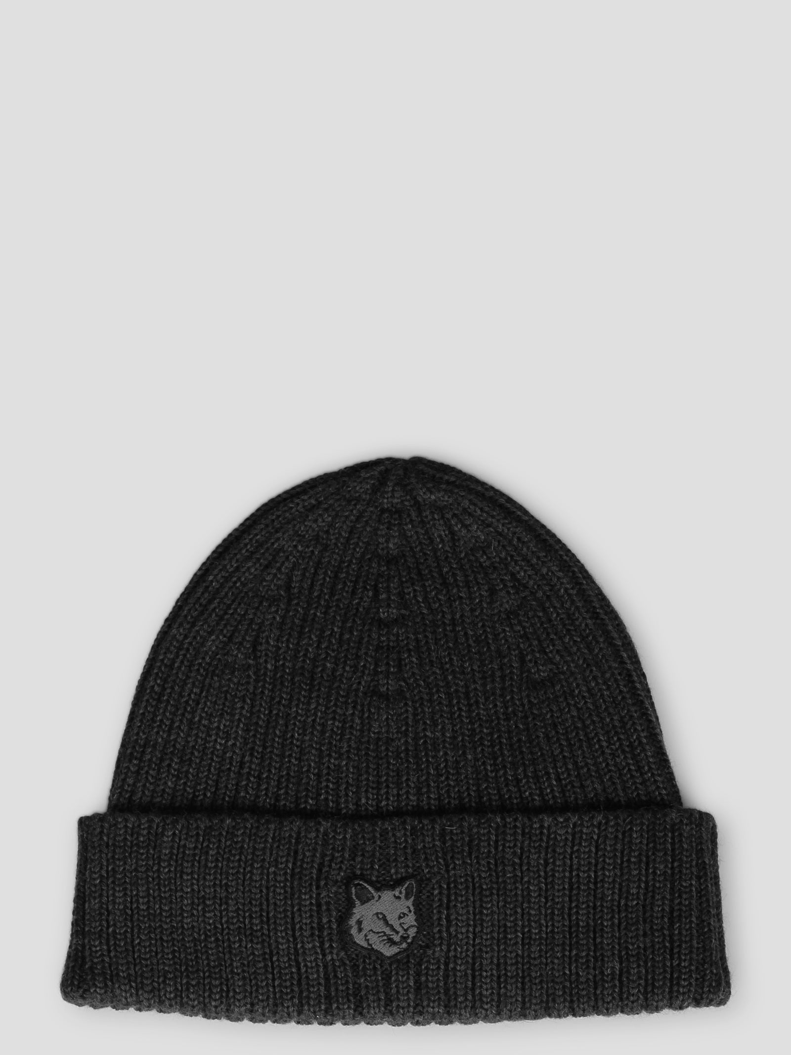 Shop Maison Kitsuné Bold Fox Head Patch Ribbed Beanie