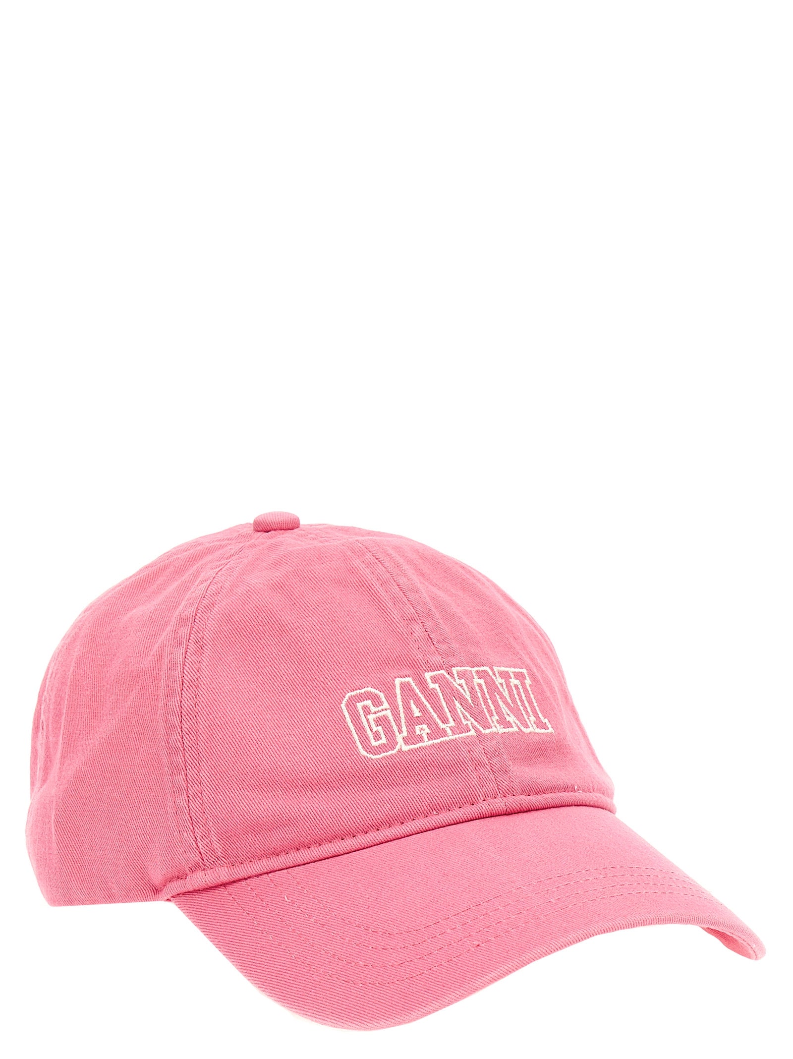 Shop Ganni Logo Embroidery Cap Hats Pink