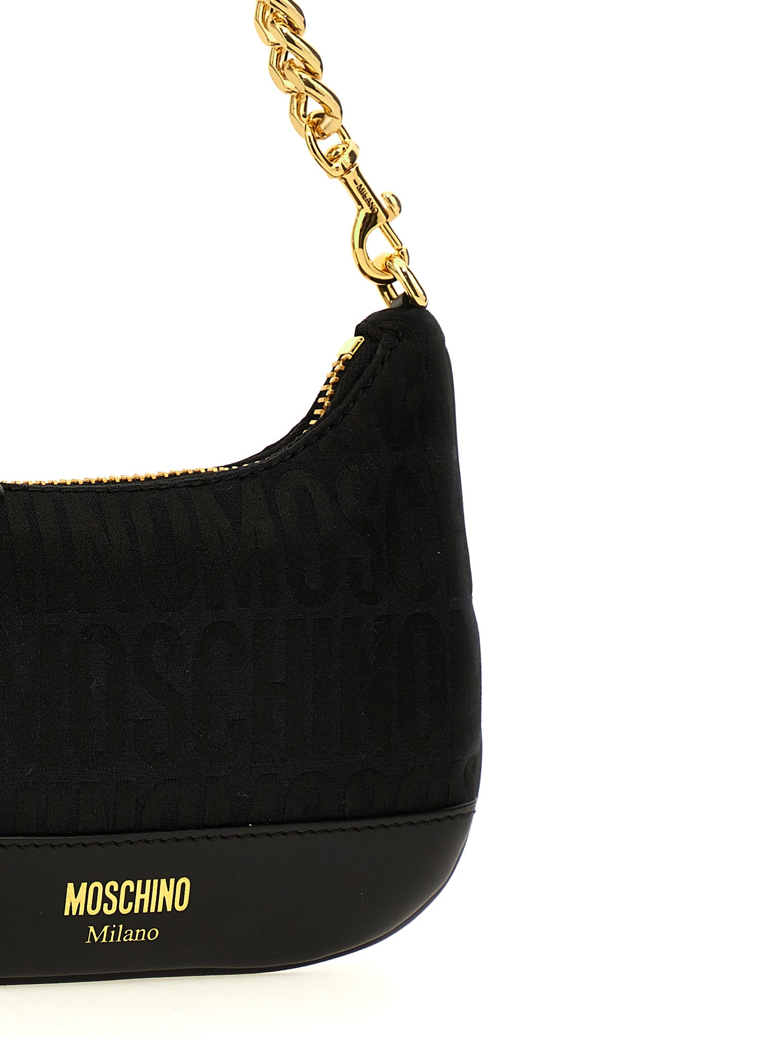 Shop Moschino Logo Hand Bags Black