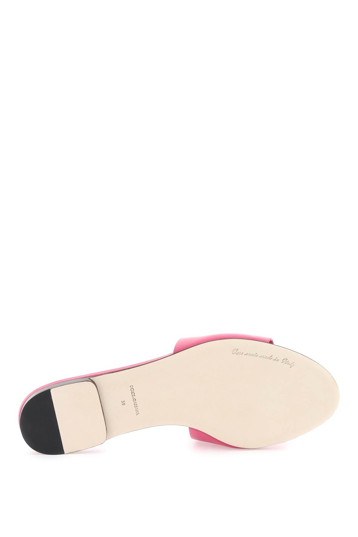 Shop Dolce & Gabbana Leather Slides With Cut Out Logo