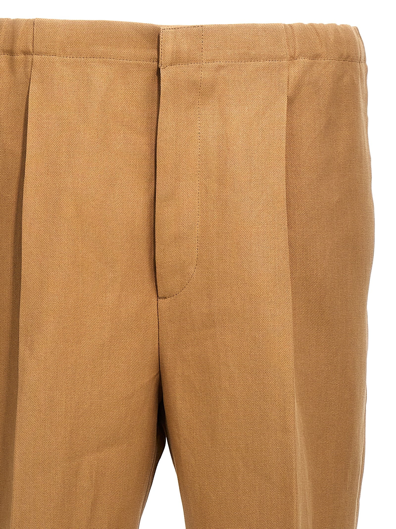 Shop Fendi Paper Canvas Pants Beige