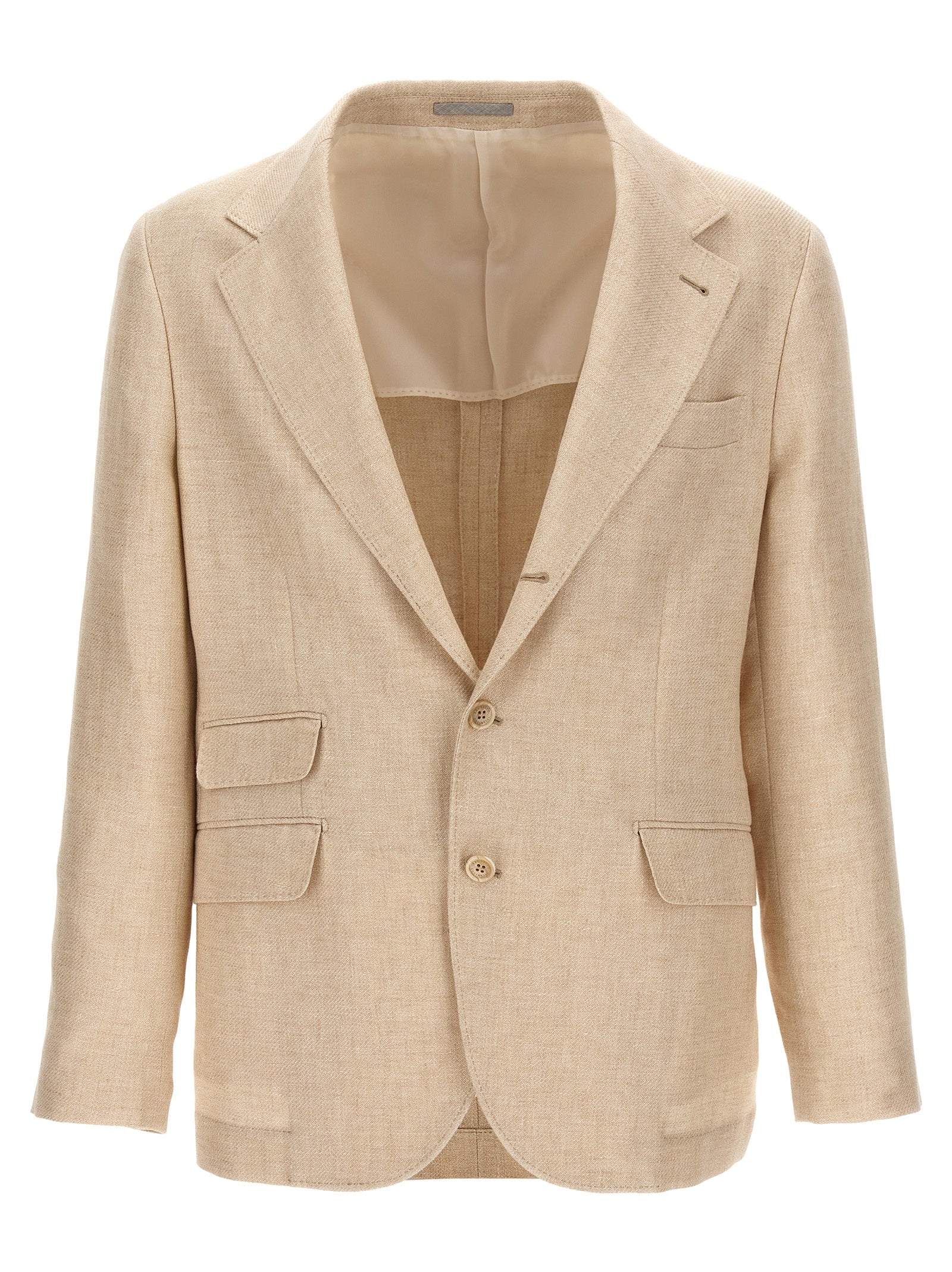 Shop Brunello Cucinelli Single-breasted Blazer Beige