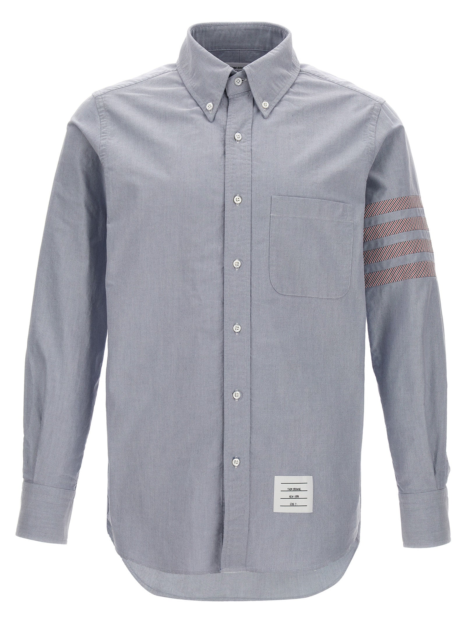 Shop Thom Browne 4 Bar Shirt, Blouse Light Blue