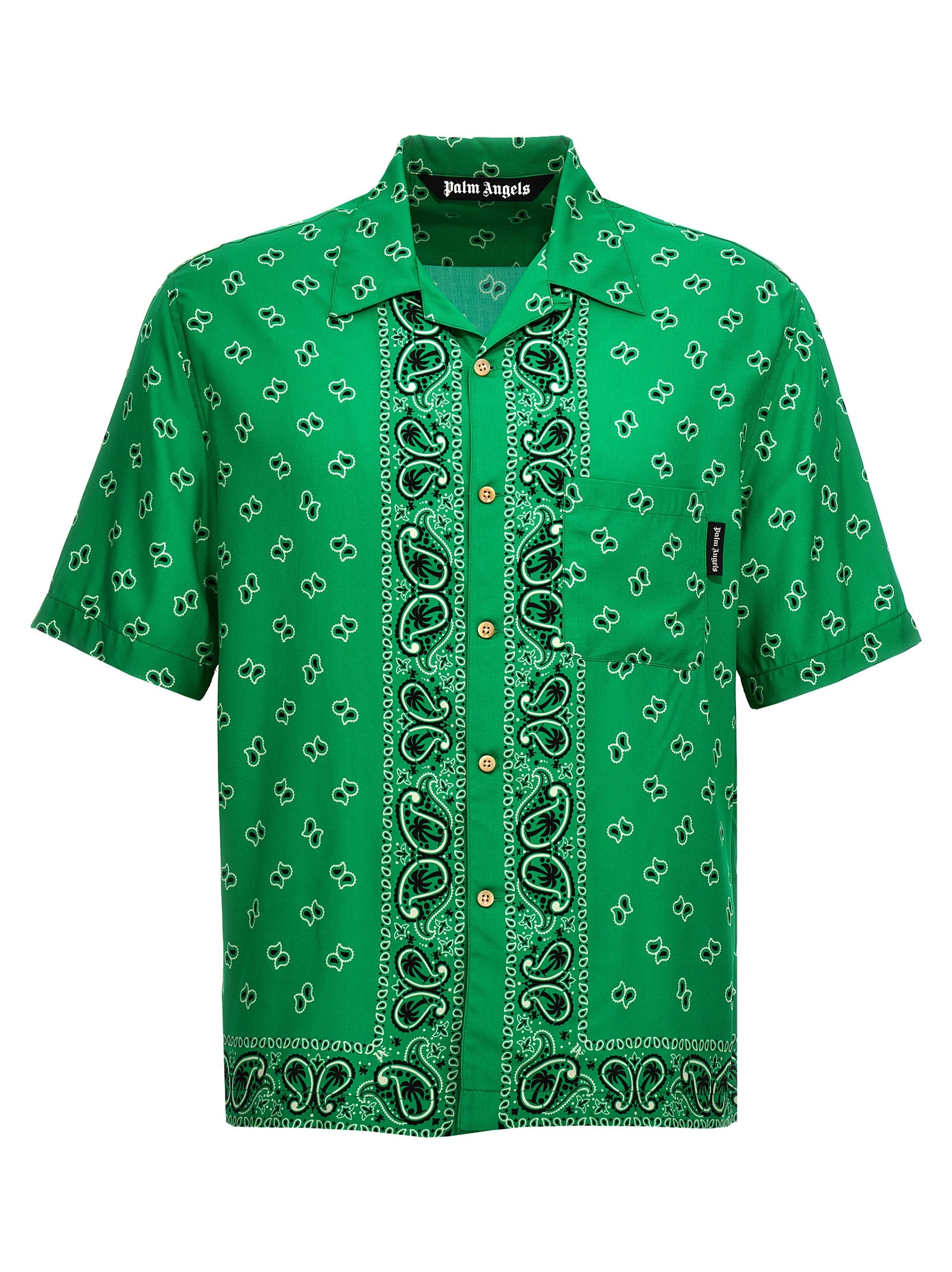 Shop Palm Angels Paisley Bowling Shirt, Blouse Green