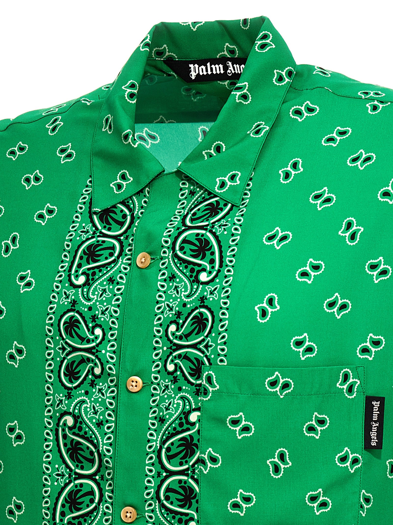 Shop Palm Angels Paisley Bowling Shirt, Blouse Green