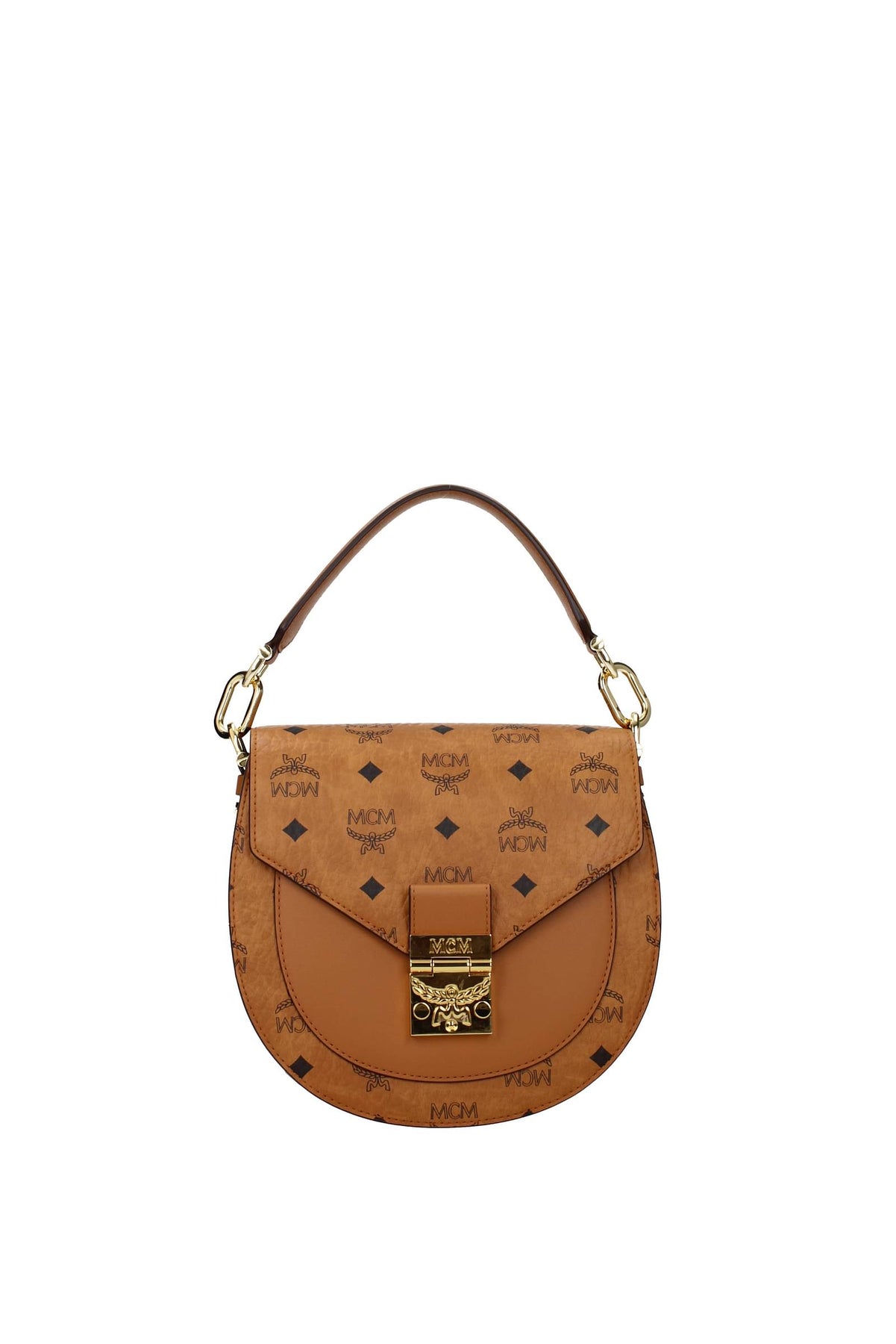 MCM Visetos Nappa Mini Delmy Chain Shoulder Bag Cognac 1288050