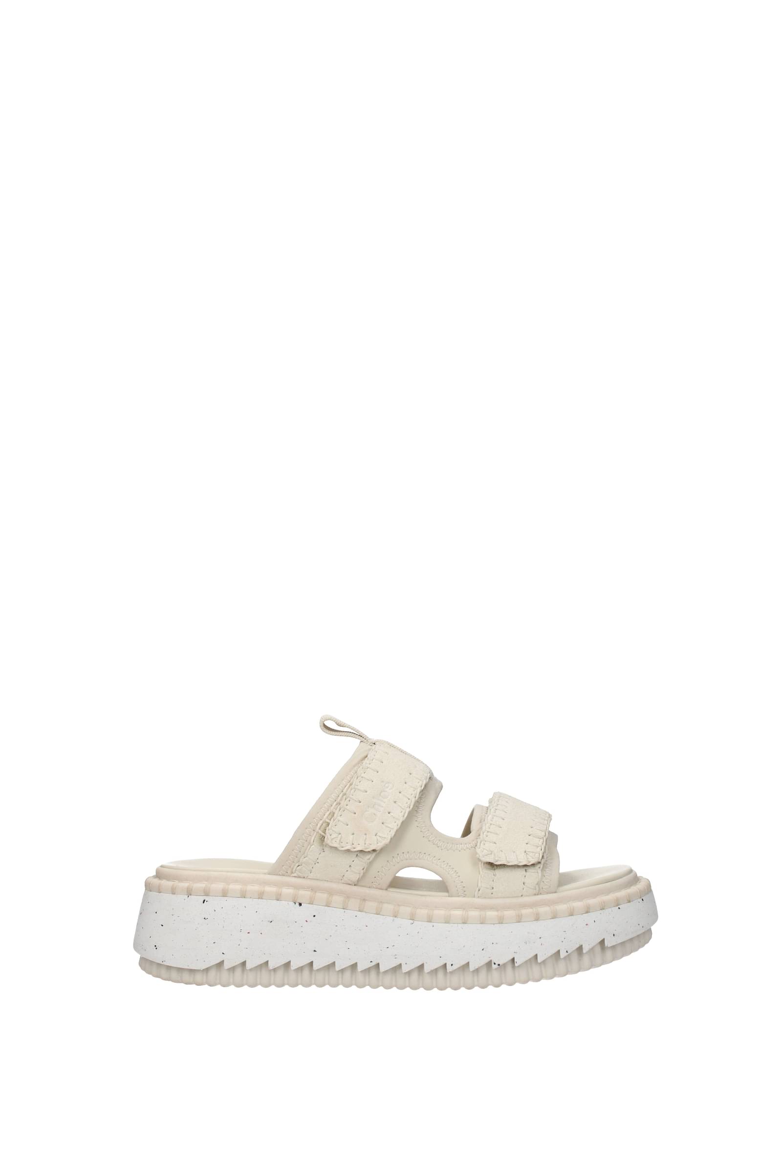 CHLOÉ SLIPPERS AND CLOGS LILLI LEATHER WHITE IVORY