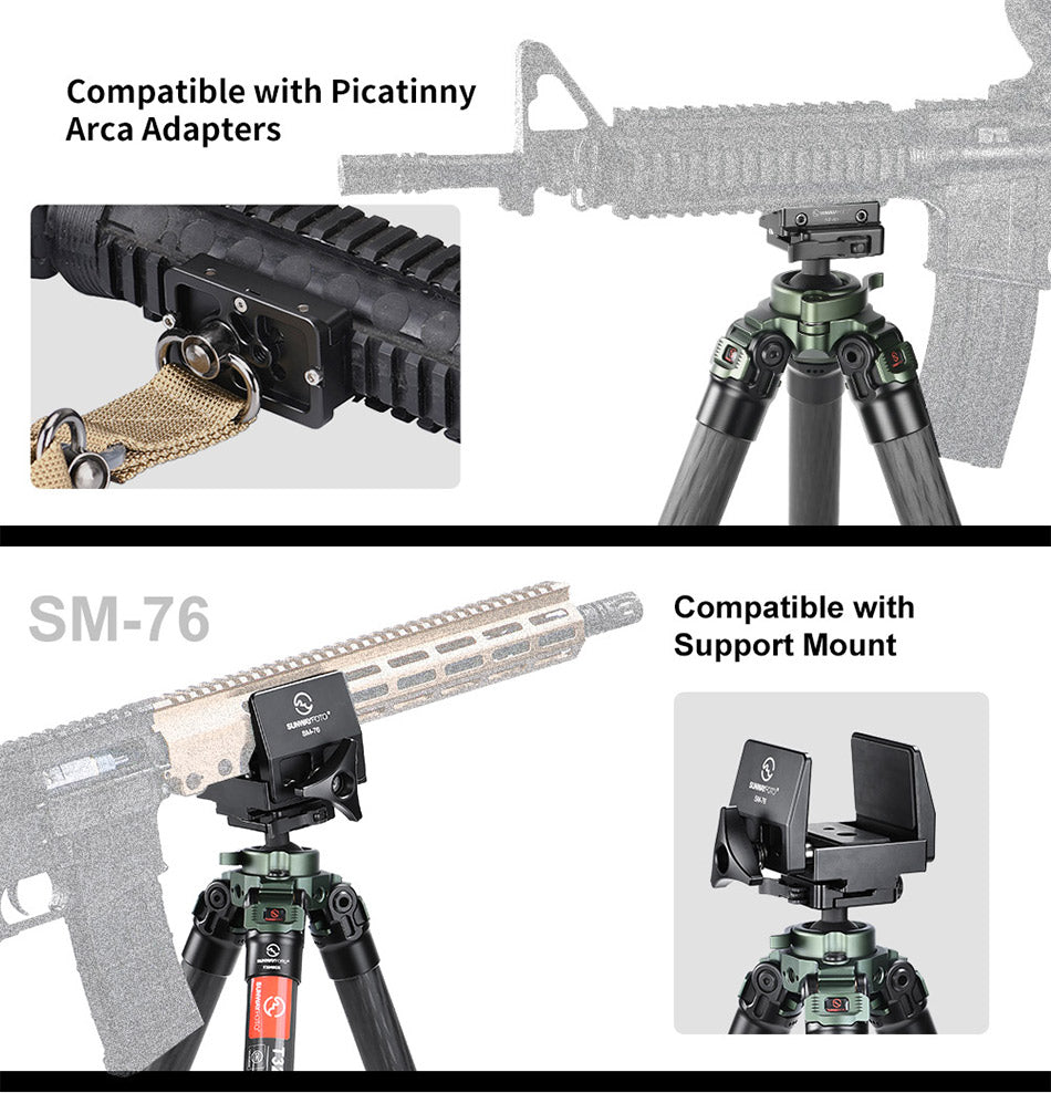  SUNWYAFOTO TL3240CS-Q Trípode de caza para soporte de rifle de  tiro de fibra de carbono : Electrónica
