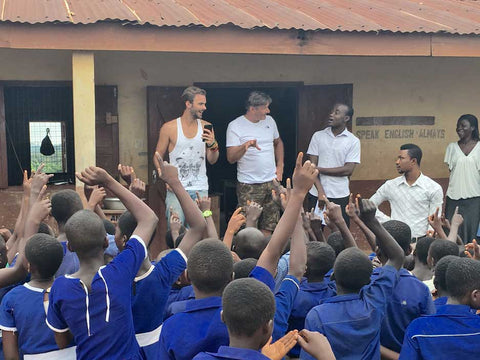 Simon and Oliver Dunn on Accra school visit