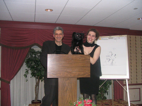 Abby (and her guardian, Nichole) at an animal fundraiser with Patrick. 