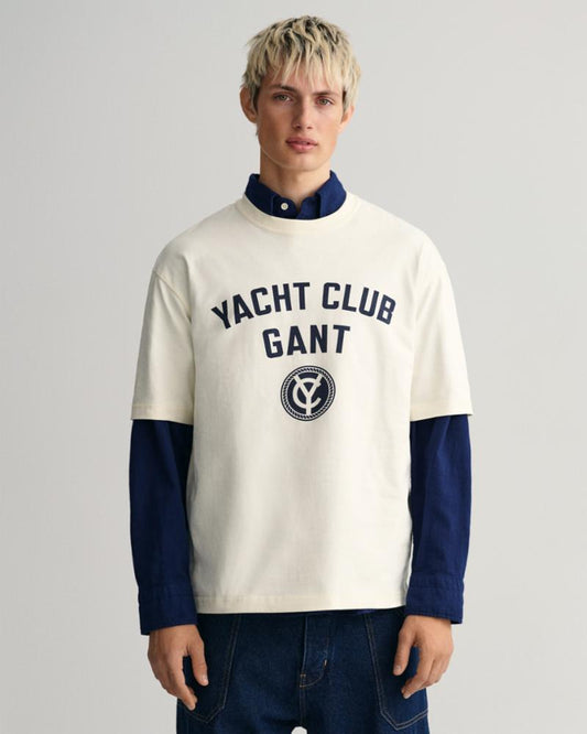 GANT Sailing Logo Crew Neck T-Shirt Evening Blue at