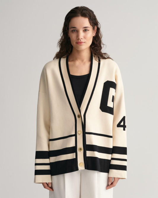 Gant Apparel Womens GANT VARSITY CARDIGAN 116/BUTTERCREAM