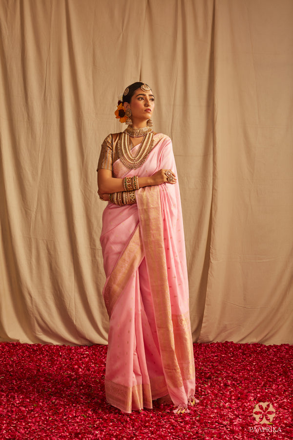 Amazing pink color soft silk saree with blouse – Joshindia