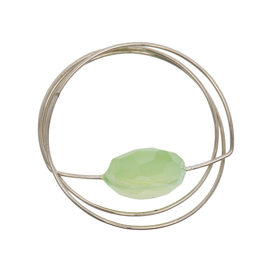 Double Wrap Ring with Faceted Oval Blue-Green Chalcedony