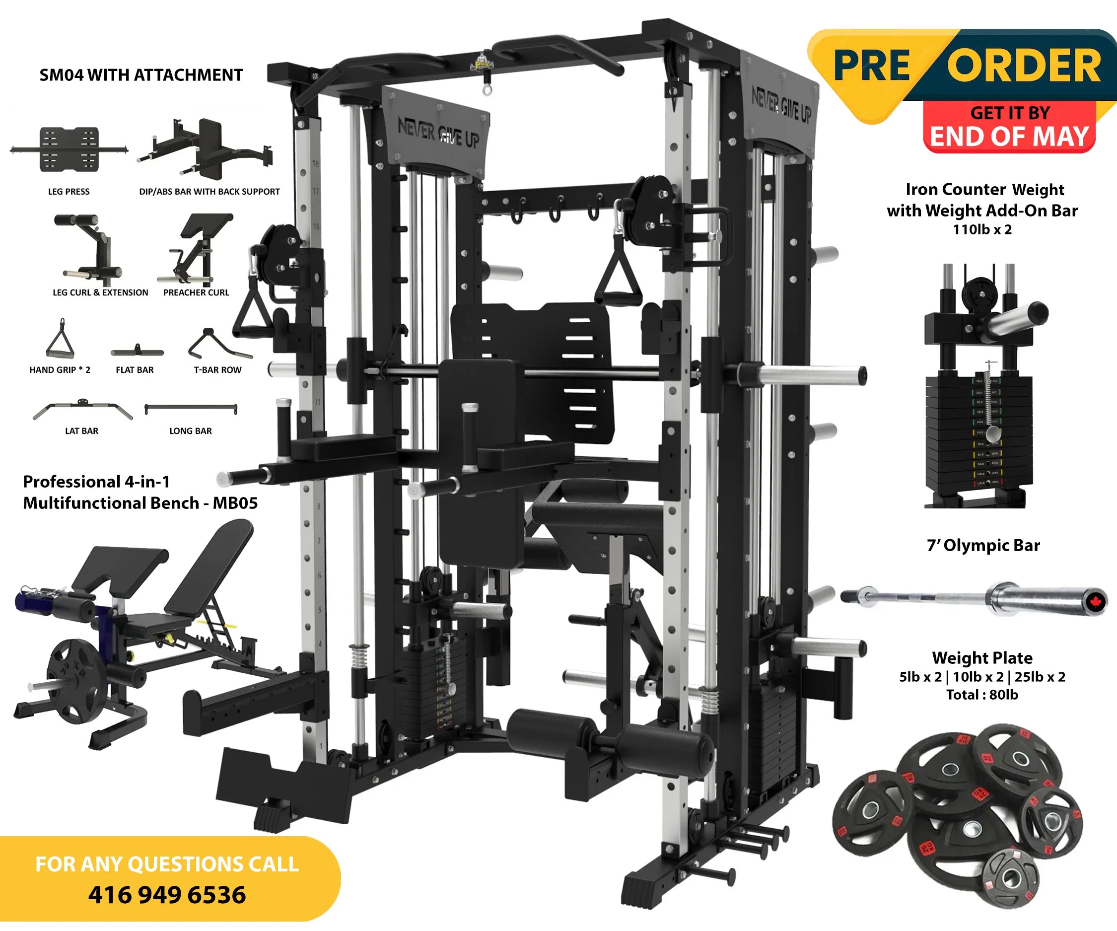 Power Pack Commercial Smith Machine - SM04 (FULLY LOADED - PRE ORDER DEAL)