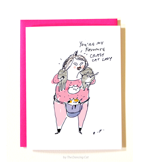 favorite crazy cat lady card - Funky Cat Emporium