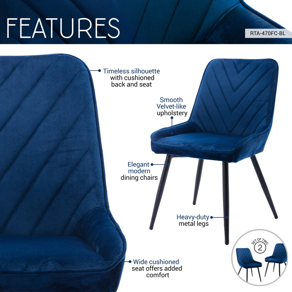 Techni Mobili Modern Contemporary Velvet Chairs (Set of 2)