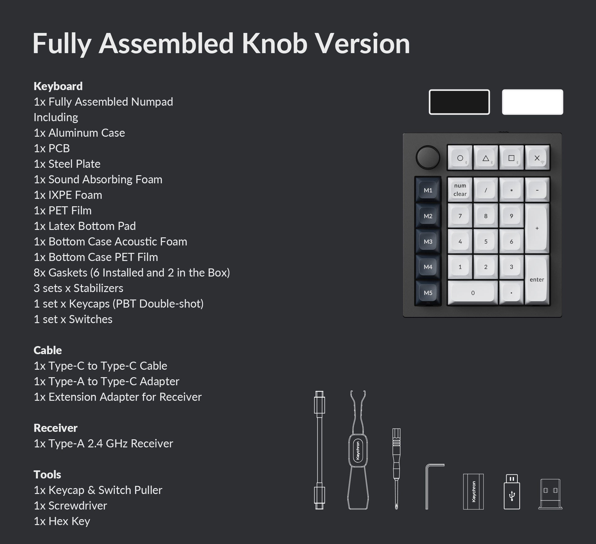 Package list of Keychron Q0 Max QMK/VIA Wireless Custom Mechanical Keyboard