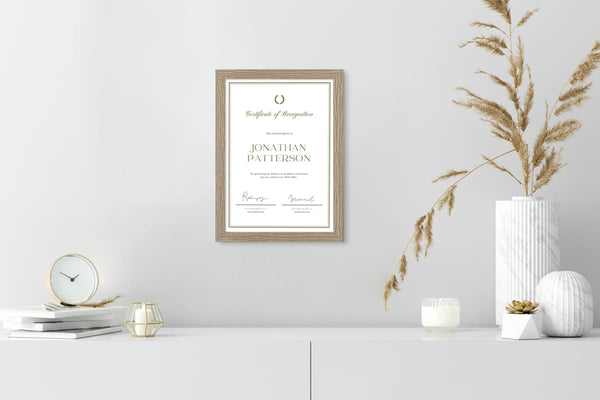 Natural Oak A4 Certificate Frame