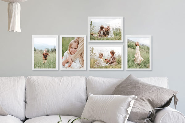 Gallery Photo Wall Display using White A4 Frames