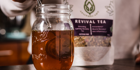 Loose leaf tea prepared in a mason jar