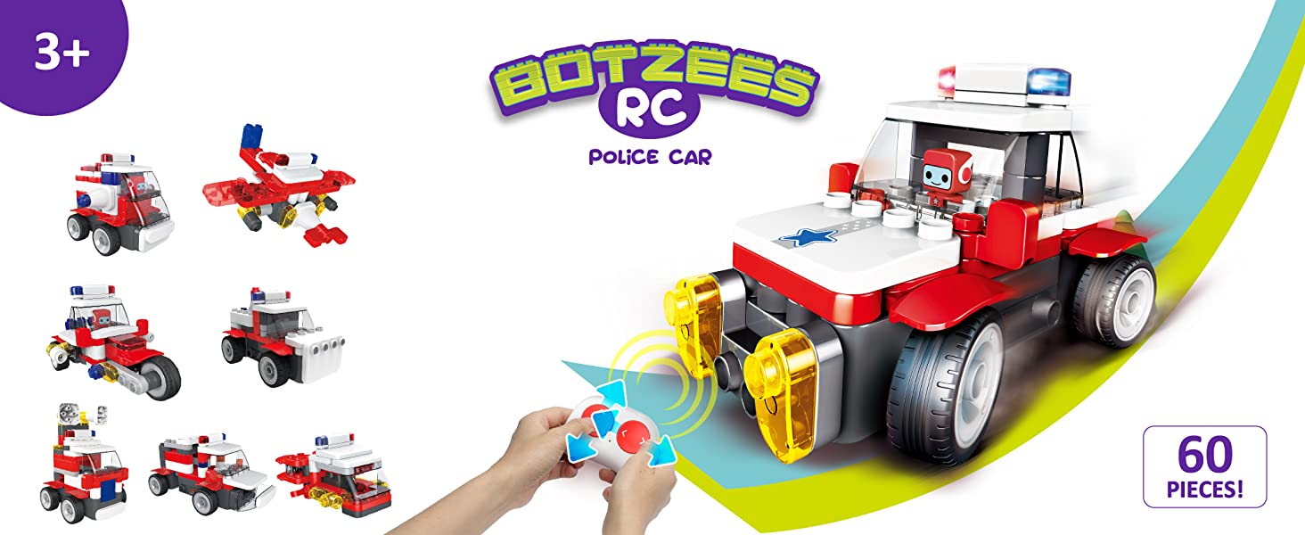 BOTZEES 8-IN-1 Easy Building & RC Police Car