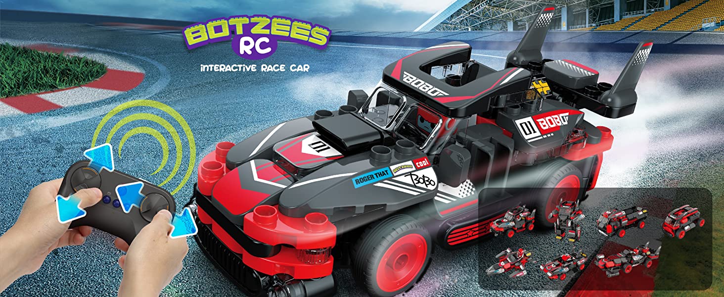 BOTZEES 8-IN-1 Easy Building & RC & Interactive RC Race Car