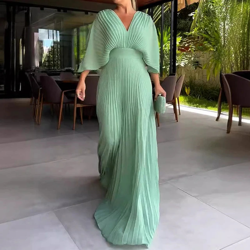Elegant Deep V-Neck Maxi Dress for Any Occasion