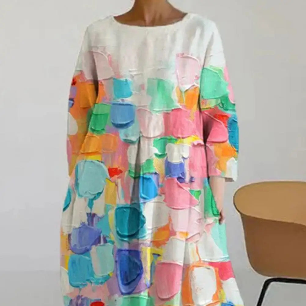 Colorful Summer Maxi Dress with Three-Quarter Sleeves and Pockets - Image 5