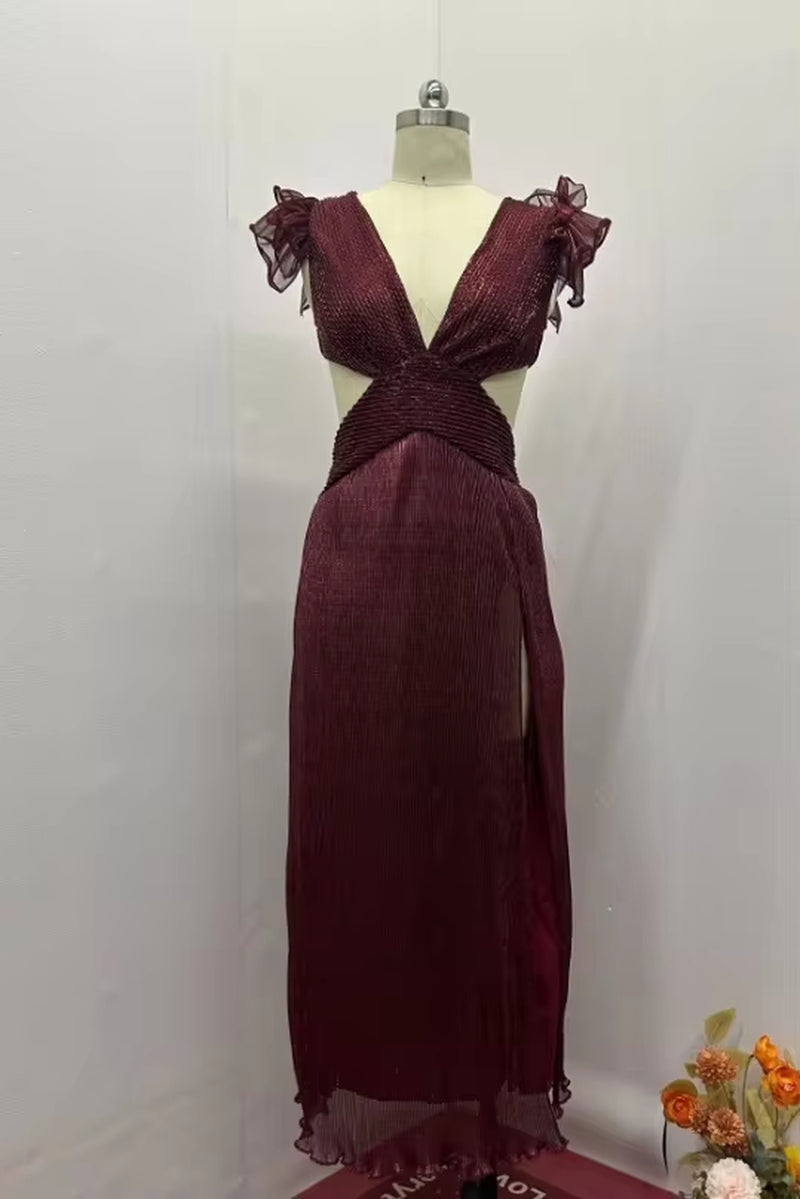 Stylish Floral Edge Hollow Sleeves Sexy Dress for Summer - Image 7
