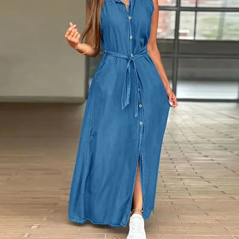 Elegant Lace-Up Waist Shirt Dress for Women - Image 5