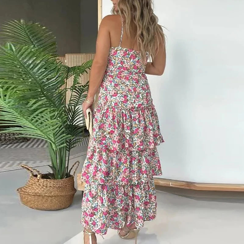 Elegant Floral Off-Shoulder Tie-Up Vacation Dress for Women - Image 7