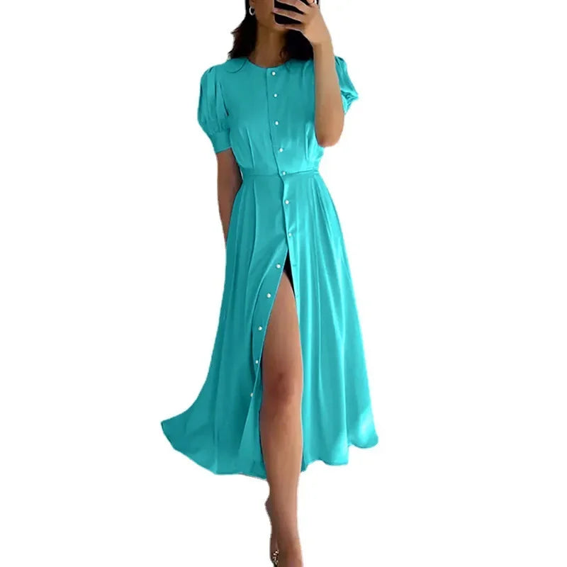 Women's S-2XL Summer Slim Fit High Waist Cardigan Dress - Image 4