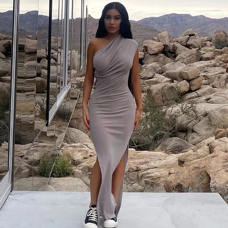 Black Bodycon Dress with Slit - Summer Vacation Style - Image 6