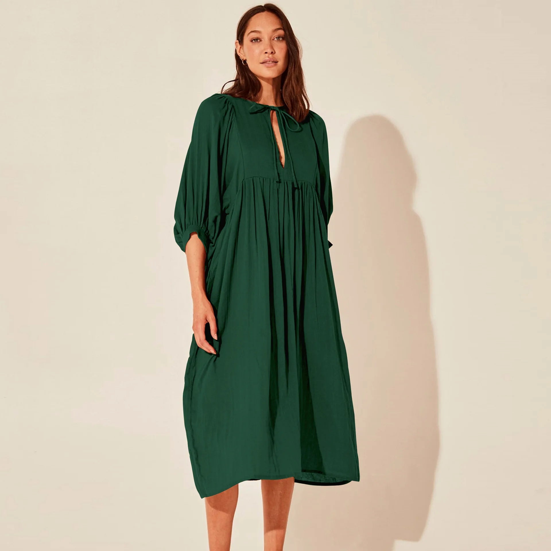 Autumn Oversized Lantern Sleeve Casual Long Dress - Image 4