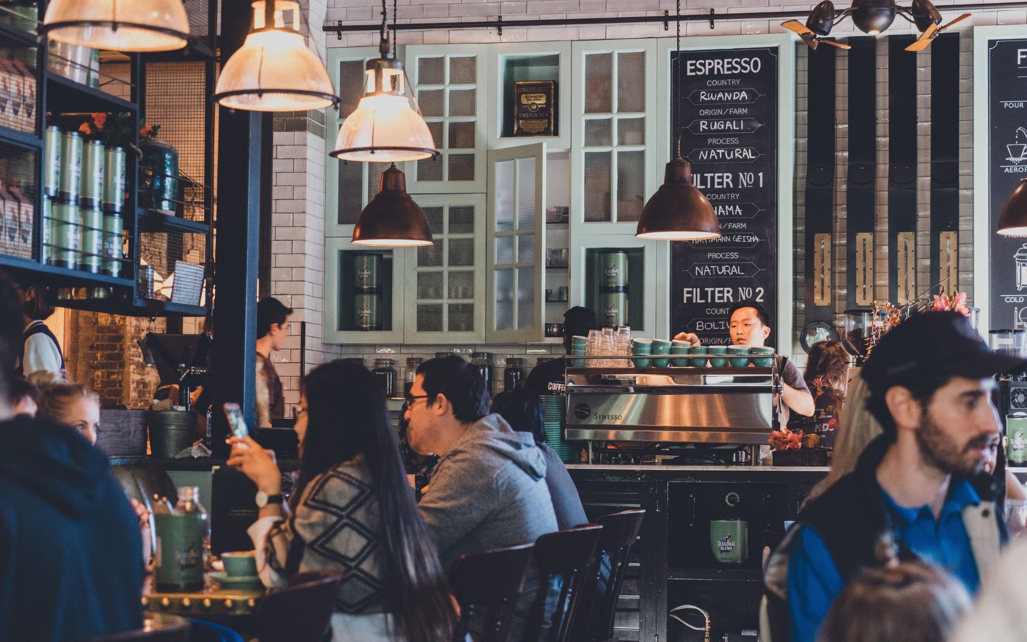 A busy specialty coffee shop