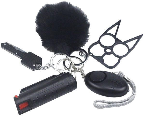 5 Piece Self Defense Keychain Kit in Black