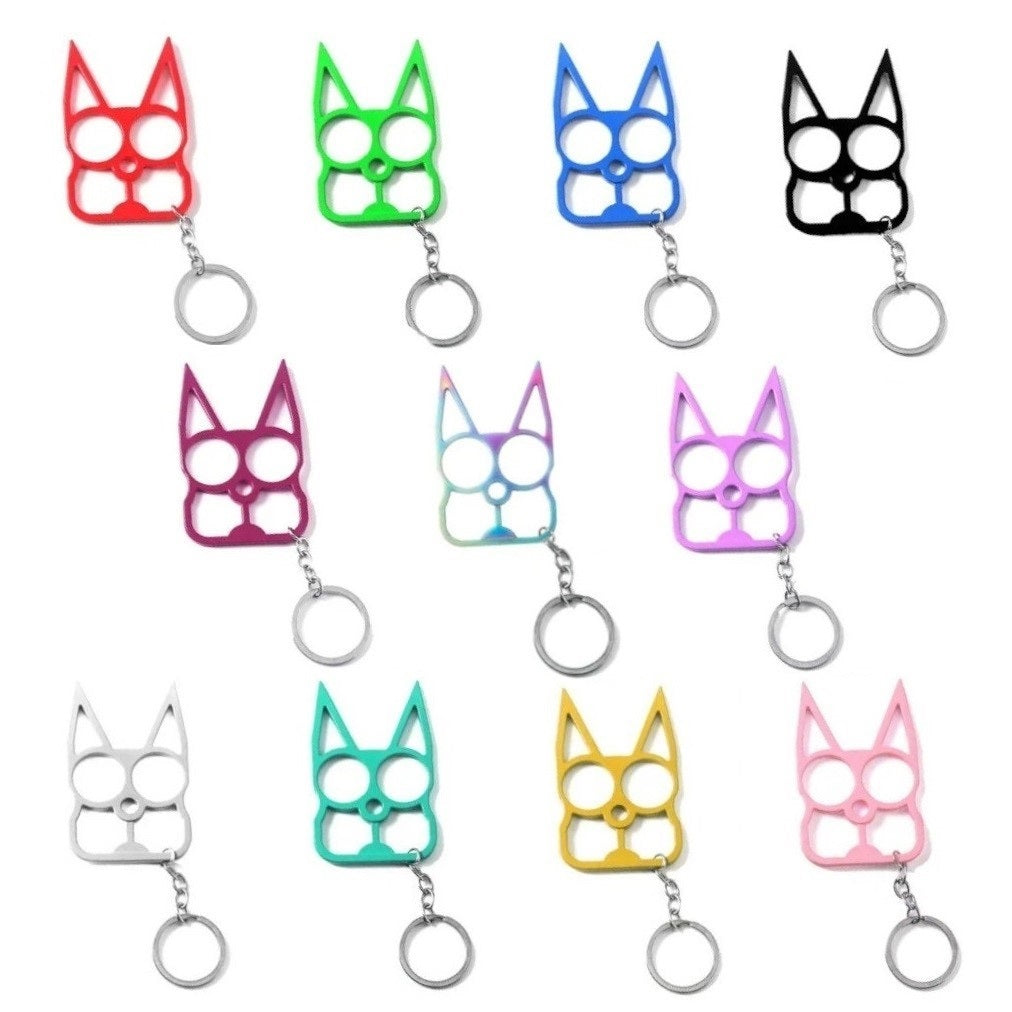 Cat Ears Self Defense Knuckles Keychain - Group Photo 11 Colors