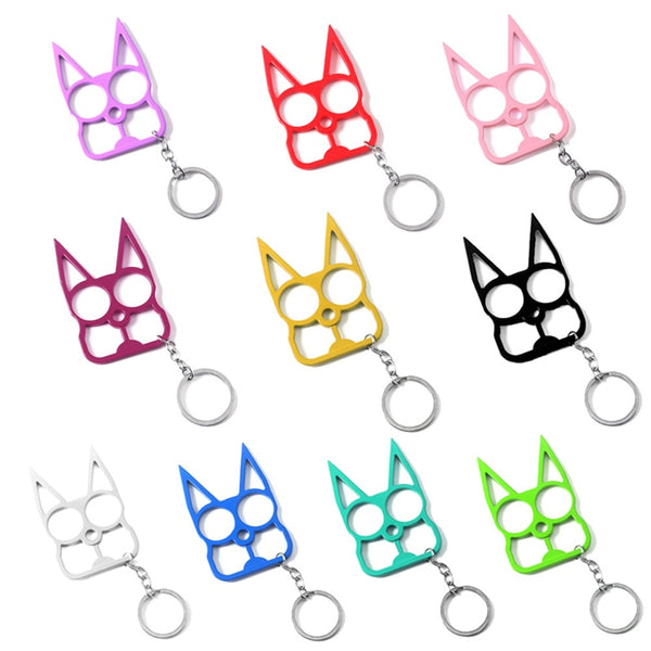 Cat Ears Defense Keychains Comprising Different Rainbow Colors like Blue, Green, Red, Yellow, and White